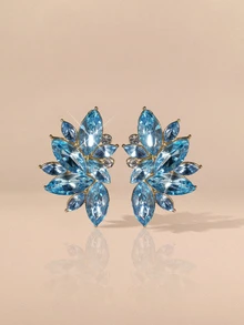 Etoivie 1 Pair Boho Alloy Rhinestone Glass Inlaid Fashion Versatile High-End Luxury Exaggerated Earrings For Women - Medium Blue - View 1