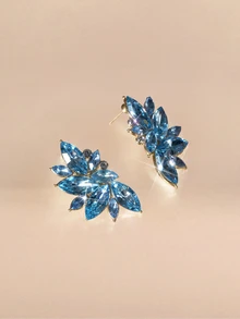Etoivie 1 Pair Boho Alloy Rhinestone Glass Inlaid Fashion Versatile High-End Luxury Exaggerated Earrings For Women - Medium Blue - View 3
