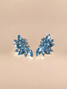 Etoivie 1 Pair Boho Alloy Rhinestone Glass Inlaid Fashion Versatile High-End Luxury Exaggerated Earrings For Women - Medium Blue - View 5