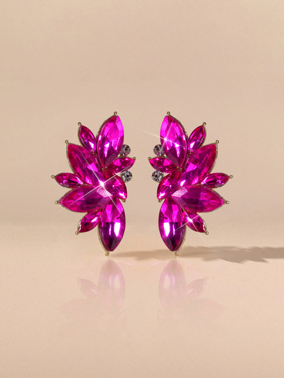 Etoivie 1 Pair Bohemian Alloy Rhinestone Inlaid Fashion Versatile High-End Luxury Exaggerated Earrings For Women