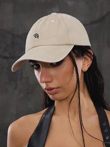 DareSee 1pc Women's RH Embroidered Washed Baseball Cap, Fashionable Adjustable Sun Protection Casual Hat, Back To School - Multicolor - View 1