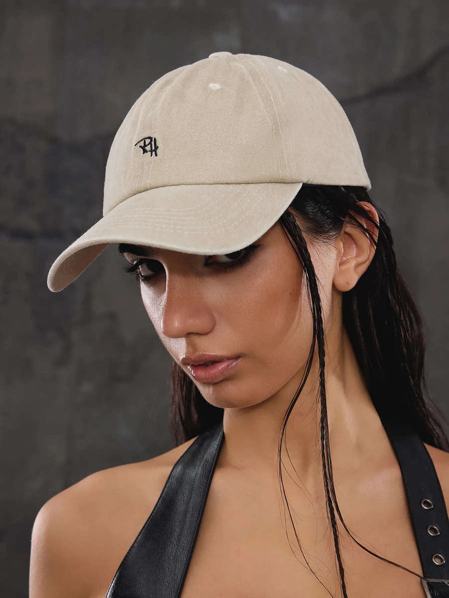 DareSee 1pc Women's RH Embroidered Washed Baseball Cap, Fashionable Adjustable Sun Protection Casual Hat, Back To School - Multicolor - View 1
