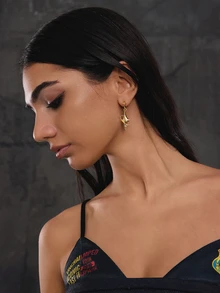 DareSee 1 Pair Fashion Luxury Star Shaped Drop Earrings, Suitable For Any Occasion For Women Halloween - Gold - View 4