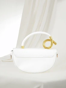 Clariva Niche Design Box-Shaped Bag: 3-Way Carry (Shoulder/Shoulder Strap/Handheld) - Vintage High-Quality Textured Bag, Also Suitable For Messenger - White - View 3