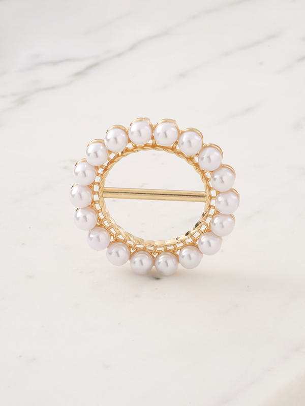 Clariva 1件仿珍珠裝飾圍巾扣，優雅休閒，適合女性、女孩作為禮物或配件，時尚胸針，沙灘裝、假日裝。