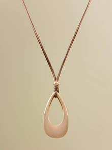 NobleVue 1pc Asymmetrical Geometric & Water Drop Pendant Necklace, Hollow Design, Fashionable Casual Street Party Jewelry For Women, Autumn/Winter - Multicolor - View 2