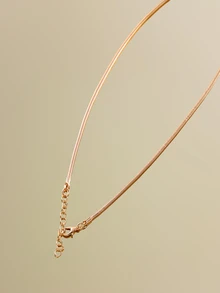 NobleVue 2pcs Gold Metallic Geometric Asymmetrical Ellipse Pendant Necklace & Earrings Set - Yellow Gold - View 3