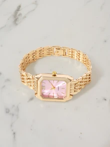 Clariva 2pcs Ladies' Quartz Watch Bracelet Jewelry Set Elegant Luxury Minimalist Dial For Daily Wear Or Day Valentine's Day - Pink - View 4