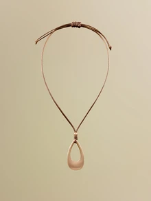 NobleVue 1pc Asymmetrical Geometric & Water Drop Pendant Necklace, Hollow Design, Fashionable Casual Street Party Jewelry For Women, Autumn/Winter - Multicolor - View 1