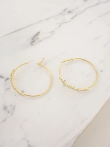 Clariva 1 Pair Cross Hoop Earrings, Suitable For Daily Wear - Yellow Gold - View 4