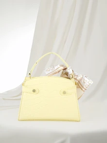 Clariva Yellow Crocodile Embossed Handbag, Fashionable Top Handle & Shoulder Crossbody Bag For Women, Latest, Yellow - Yellow - View 3