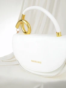 Clariva Niche Design Box-Shaped Bag: 3-Way Carry (Shoulder/Shoulder Strap/Handheld) - Vintage High-Quality Textured Bag, Also Suitable For Messenger - White - View 4