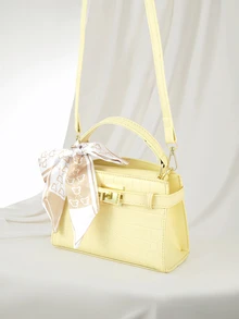 Clariva Yellow Crocodile Embossed Handbag, Fashionable Top Handle & Shoulder Crossbody Bag For Women, Latest, Yellow - Yellow - View 2