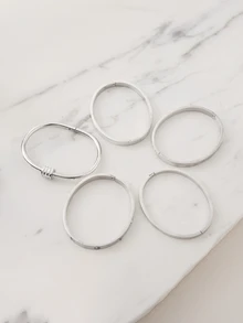 Clariva 5pcs/Set Minimalist Elegant Luxury Sparkling Star Bangle Bracelets, High-End Titanium Steel Bracelets For Women - Silver 1 - View 2