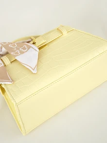 Clariva Yellow Crocodile Embossed Handbag, Fashionable Top Handle & Shoulder Crossbody Bag For Women, Latest, Yellow - Yellow - View 5