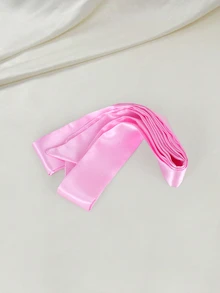 Clariva 1 件裝全新純色優雅絲巾髮帶，簡約百搭細長絲帶髮圈，專業配件，節慶必備 - 粉色 - 查看 5
