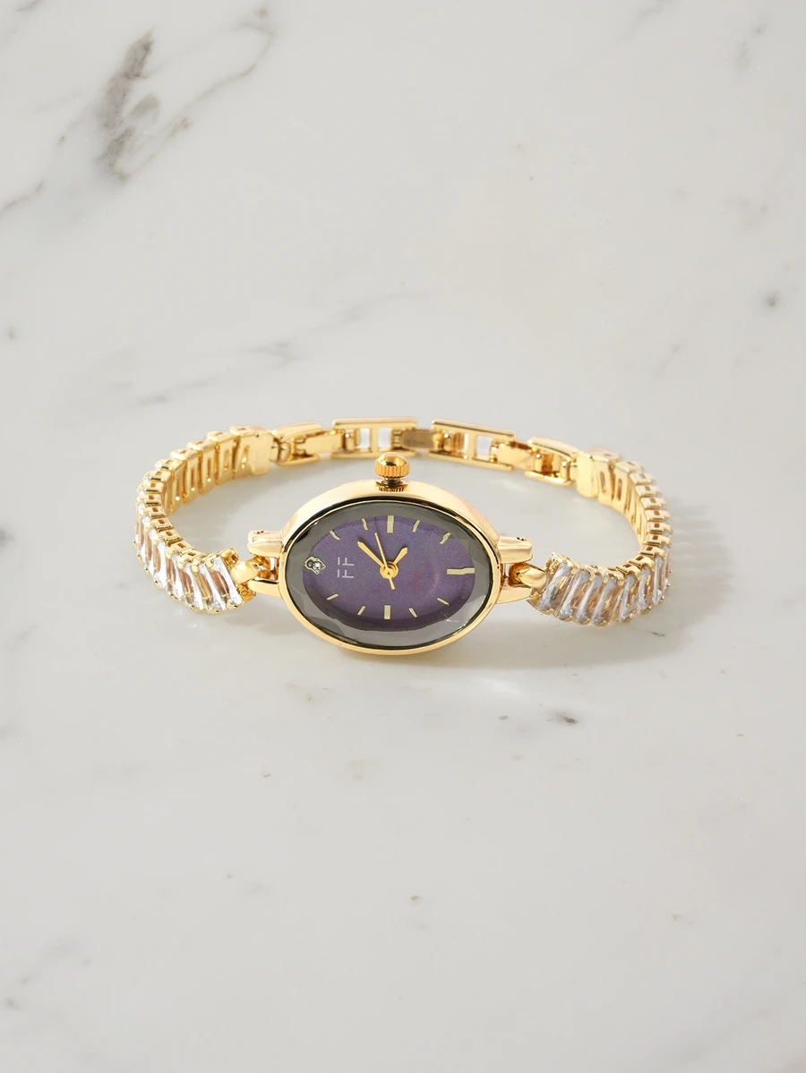 Clariva 1pc Women's Square Gold Tone Quartz Wristwatch, Minimalist & Fashionable, Suitable For Daily Wear, Best Gift Choice For Holidays - Gold - View 1