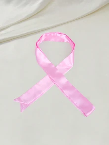 Clariva 1 件裝全新純色優雅絲巾髮帶，簡約百搭細長絲帶髮圈，專業配件，節慶必備 - 粉色 - 查看 2