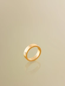 NobleVue 1pc Minimalist Stainless Steel Gold Color Cubic Zirconia Ring, High Color Retention, Low Allergen, Jewelry Gift - Heart-shaped - View 2