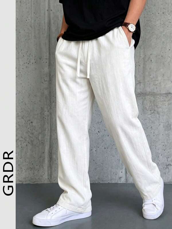 Pantalon long décontracté en lin d'été pour hommes GRDR