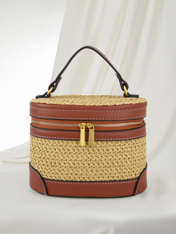 Clariva 2026 New Vacation Style Woven Handbag For Women, Fashionable Straw Box Bag, Summer Versatile Crossbody Shoulder Bag