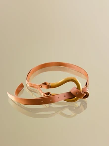 NobleVue 1 pieza Cinturón ancho de moda para mujer, cinturón decorativo con hebilla de herradura versátil para faldas, verano, escuela, otoño, Halloween - Camel - Ver 4