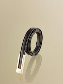 NobleVue 女士极简H型扣细腰带，百搭连衣裙和西装 - 黑色 - 查看 3