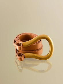 NobleVue 1 pieza Cinturón ancho de moda para mujer, cinturón decorativo con hebilla de herradura versátil para faldas, verano, escuela, otoño, Halloween - Camel - Ver 2