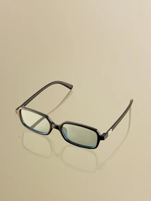 NobleVue 1 Pair Small Rectangular Frame Fashion Glasses, Suitable For Vacation, Travel, Sports Style, Driving, Festivals, Beach, Music Festival - Black Frame Blue Film - View 2