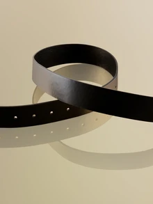 NobleVue 纯色方形带扣腰带 夏季、秋季、万圣节 - 黑色 - 查看 4