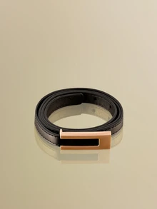 NobleVue 女士极简H型扣细腰带，百搭连衣裙和西装 - 黑色 - 查看 1
