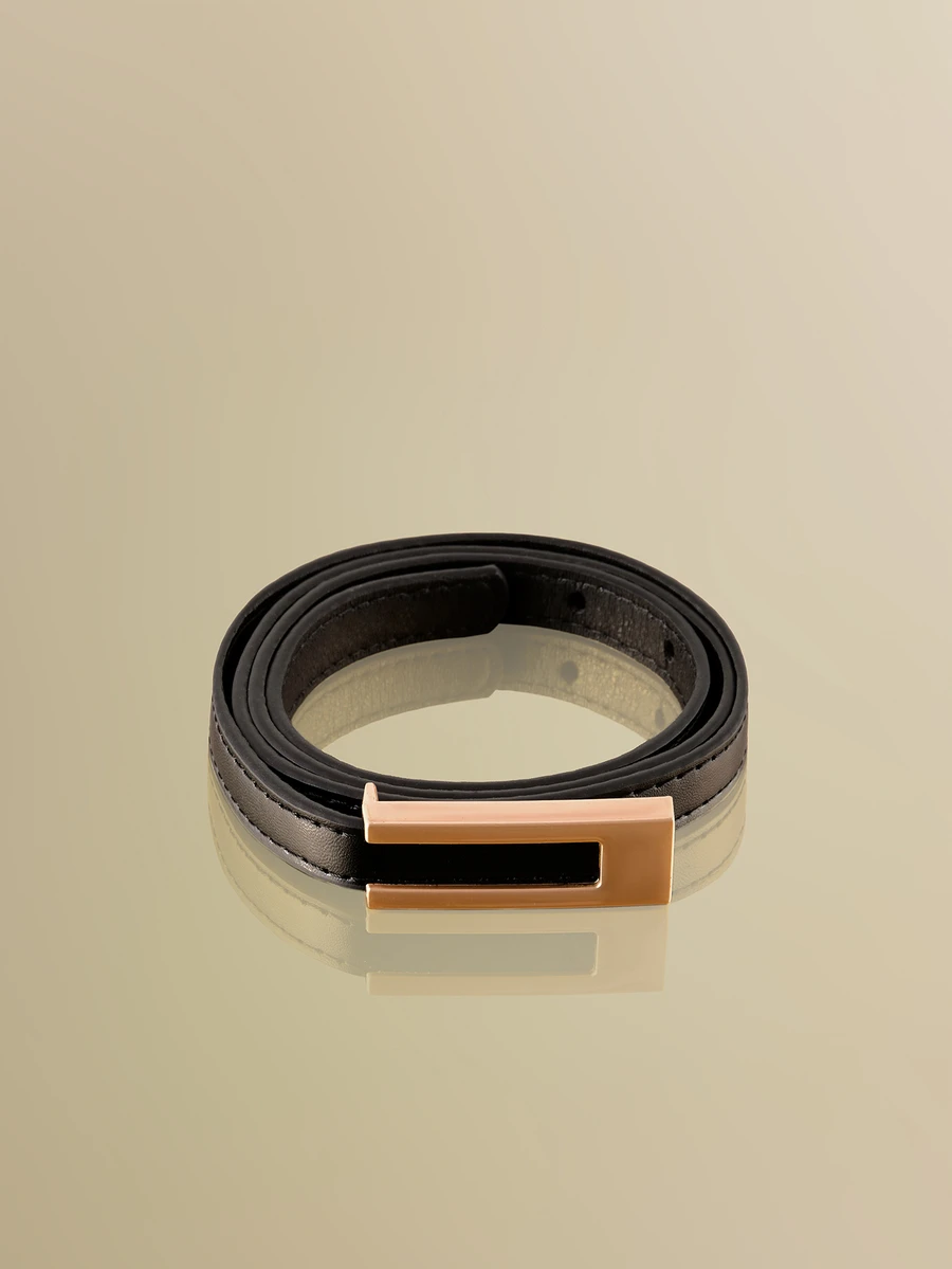 NobleVue 女士极简H型扣细腰带,百搭连衣裙和西装 - 黑色 - 查看 1