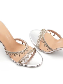 Rylithe Sandal cao gót gót nhọn nữ thời trang tối giản, quai quấn hình rắn đính đá rhinestone, mũi tròn, phong cách cơ bản cho mùa hè & mùa thu, phù hợp hóa trang tiên nữ, peri, elf, Halloween, Trick Or Treat, rùng rợn, ma mị, đáng sợ, Boo - Bạc - Xem 6