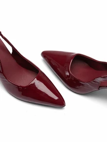 Rylithe Women's Pointed Toe Kitten Heel Slip-On Sandals - Burgundy - View 6