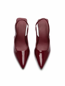 Rylithe Women's Pointed Toe Kitten Heel Slip-On Sandals - Burgundy - View 3
