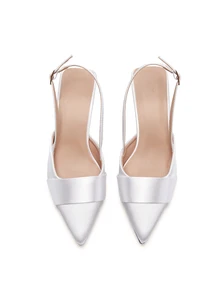 Rylithe Sepatu hak tinggi wanita model slingback dengan desain gesper dan ujung runcing, elegan untuk pemakaian sehari-hari. - Putih - View 3