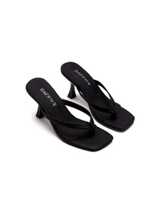 Rylithe Women's Classic High Heel Flip-Flops, Minimalist And Elegant. Suitable For Office, Home, Outdoor - Black - View 2