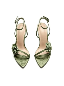 Rylithe Nuevos tacones altos para mujer con tacón de cristal para fiesta nocturna de primavera/verano, ropa de fiesta moderna y versátil para exteriores - verde menta - Ver 3