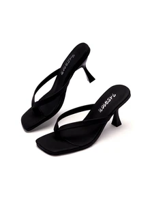 Rylithe Women's Classic High Heel Flip-Flops, Minimalist And Elegant. Suitable For Office, Home, Outdoor - Black - View 4