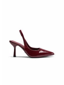 Rylithe Women's Pointed Toe Kitten Heel Slip-On Sandals - Burgundy - View 5