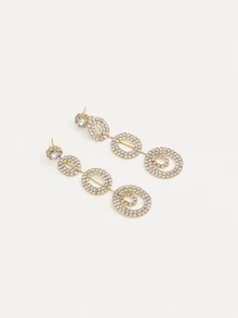 TuEzra Gorgeous Sexy Nightclub Crystal Dangling Earring Stud For Women 1Pair - Gold - View 4