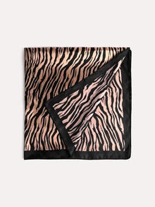 TuEzra 1pc Zebra Striped Bandana Classic Silky Square Scarf For Outdoor All Seasons Bandana - Coffee Brown - View 3