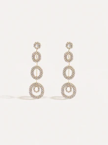 TuEzra Gorgeous Sexy Nightclub Crystal Dangling Earring Stud For Women 1Pair - Gold - View 1