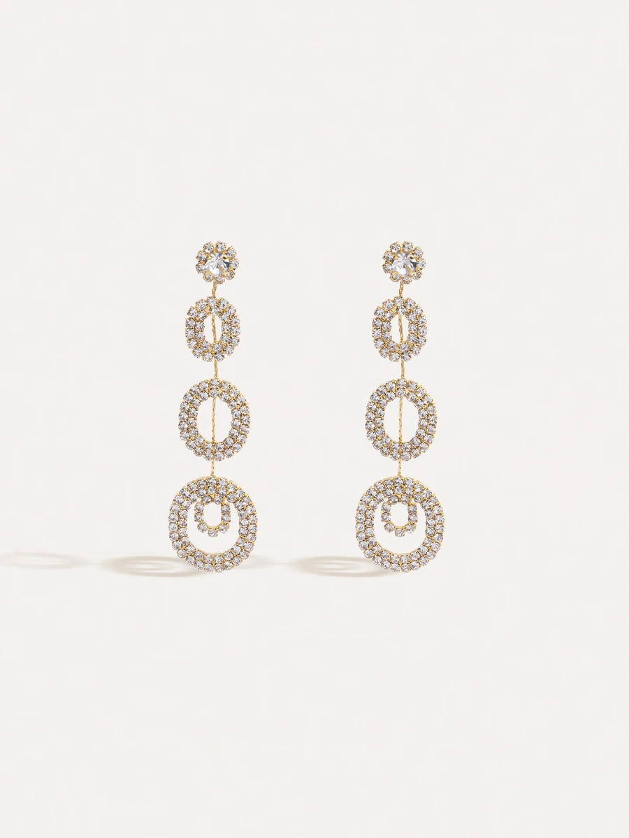 TuEzra Gorgeous Sexy Nightclub Crystal Dangling Earring Stud For Women 1Pair - Gold - View 1
