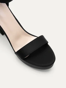 TuEzra High / Chunky Heel Platform Open Toe Sandals With Ankle Strap,Spring Summer Outfits - Black - View 5