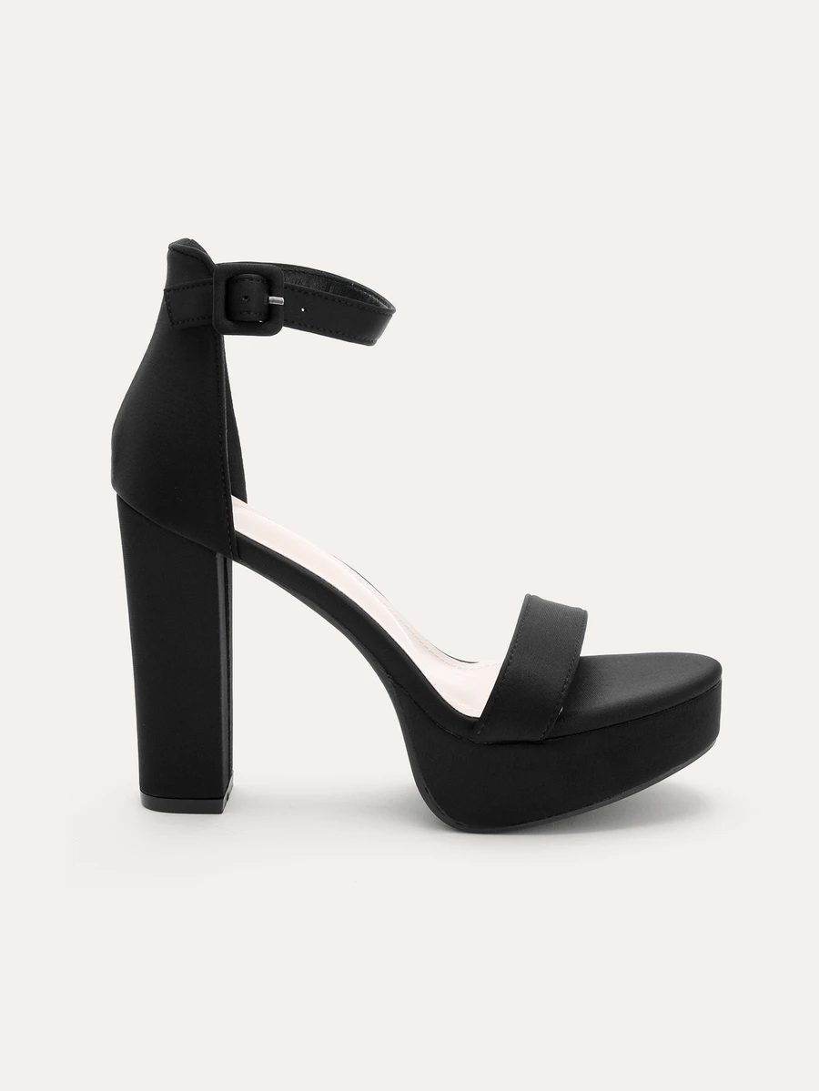 TuEzra High / Chunky Heel Platform Open Toe Sandals With Ankle Strap,Spring Summer Outfits - Black - View 1