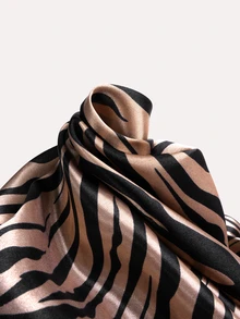 TuEzra 1pc Zebra Striped Bandana Classic Silky Square Scarf For Outdoor All Seasons Bandana - Coffee Brown - View 5
