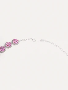 TuEzra 1 Set Luxury 3pcs Silver Bridal Jewelry Set, Includes 1 Pink Necklace, 2 Earrings And Wedding Accessories - Baby Pink - View 4