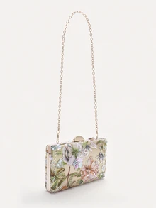 TuEzra [Shiny Evening Bag] New Fashion Women's Clutch Bag, Decorated Box-Shaped , Sequin Embroidered Floral Chain  Suitable For Weddings - Multicolor - View 2