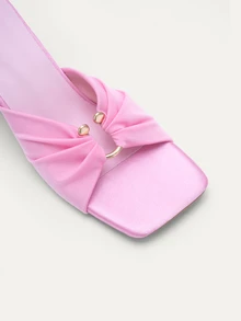 TuEzra Square Toe Thin Heel Fashion Peep-Toe Sandals, Sexy Open Toe Bowknot Women's High Heel Sandals,Summer Outfits - Pink - View 5